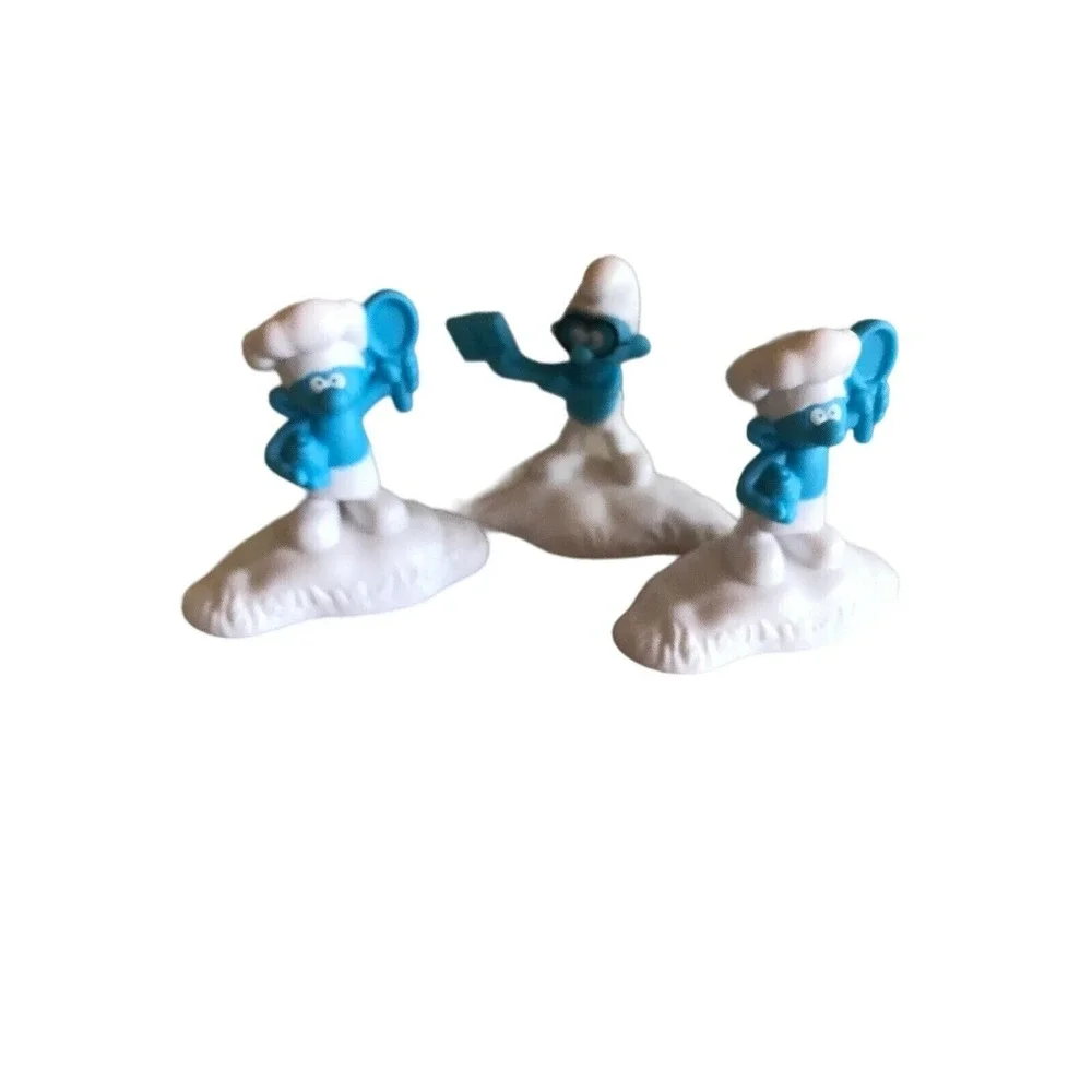 Set of 6 Vintage 1980's plastic Smurf Smurfette Figures, Cake Toppers